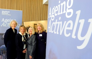 Pictured L-R: (l-r) Professor Karen Bryan, Pro Vice-Chancellor Faculty of Health and Wellbeing, Dame Esther Rantzen, Angela Duxbery, Deputy Head of Department of Allied Health Professions and Ruth Allarton, Head of Department of Allied Health Professions